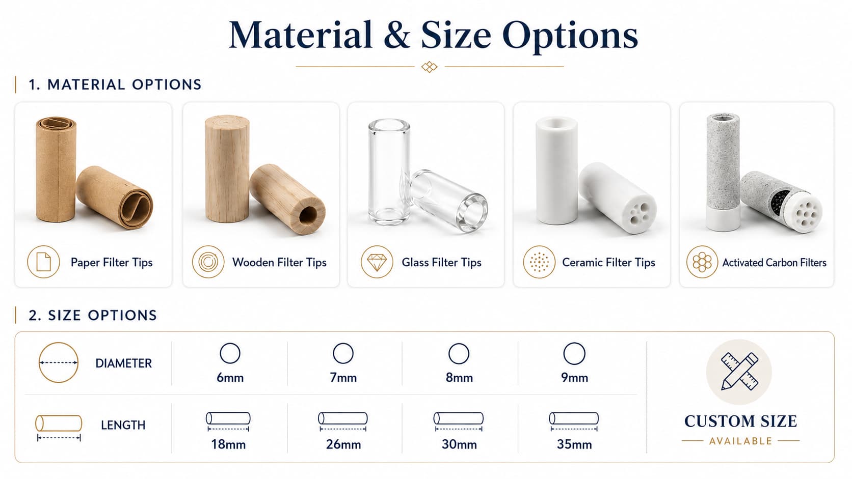 spiral glass mouthpiece filter tips 8mm